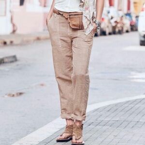 Sundance Tan Pants with Crochet Detail